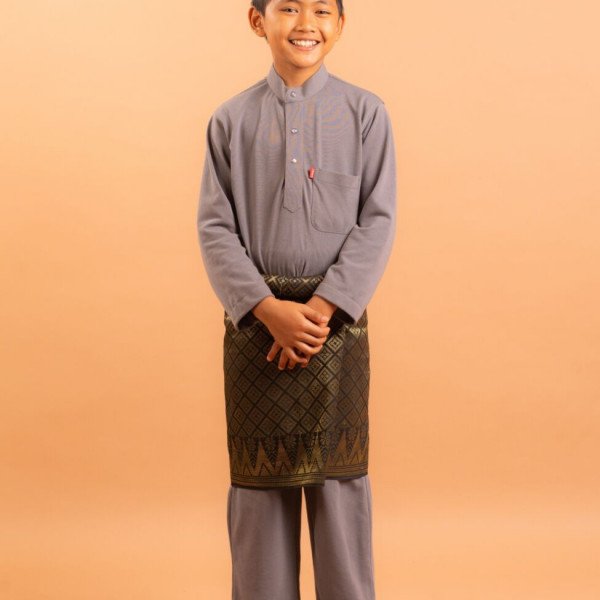 Baju Melayu Lacoste For Kids - Grey